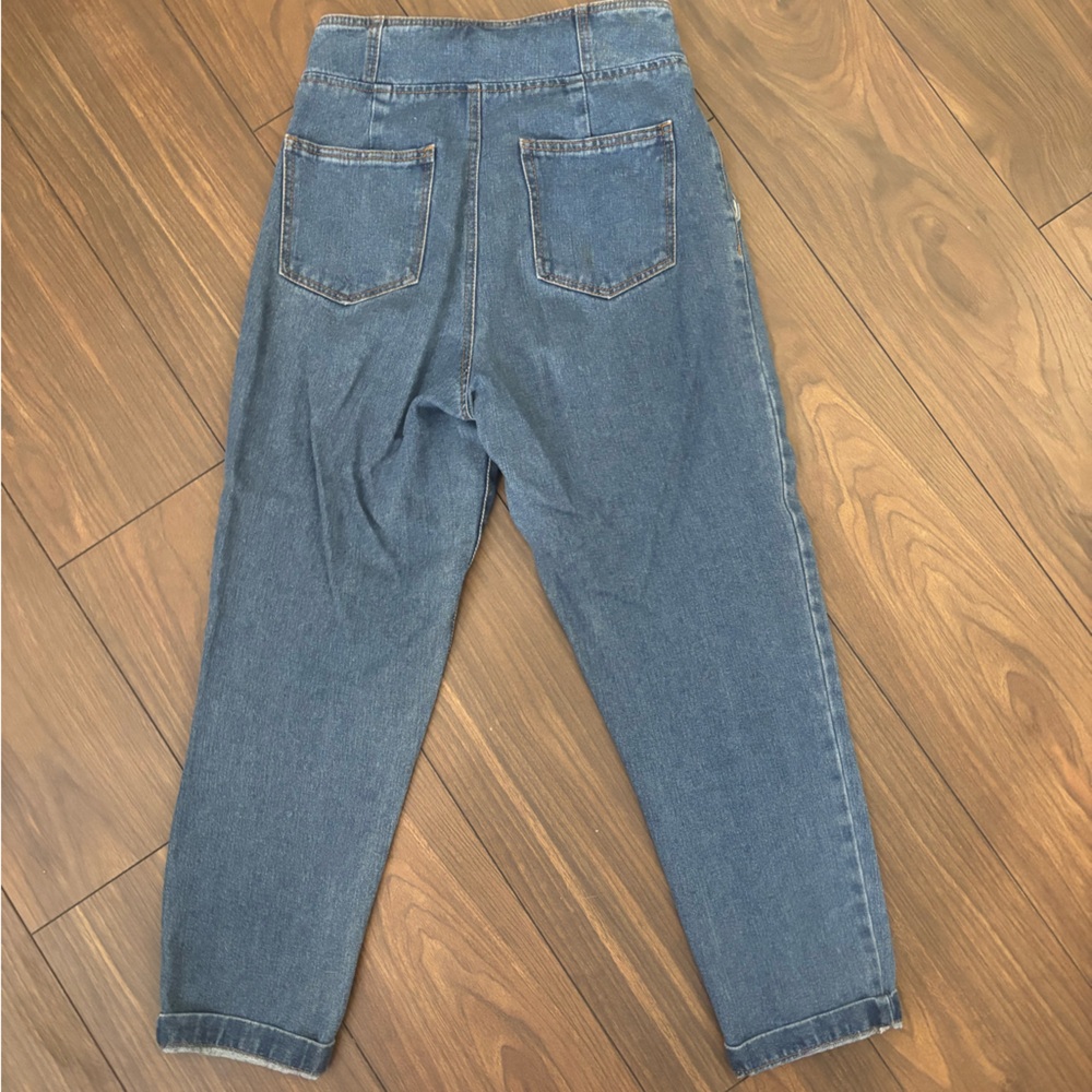Forever 21 High-Rise Dark Blue Button-Fly Jeans - Picture 6 of 6